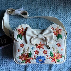 Loungefly Disney Minnie Orange Floral Ears Crossbody 9” Bag-NWT